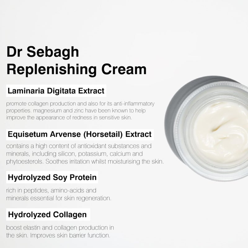 Dr. Sebagh Dr Sebagh Replenishing Cream (1.7 fl oz) - Repairing & Hydrating Moisturizer - Facial Moisturizer for Dry Skin - Vitamin E, Retinol & Collagen Cream for Face - Soothes & Restores Radiance - Image 4